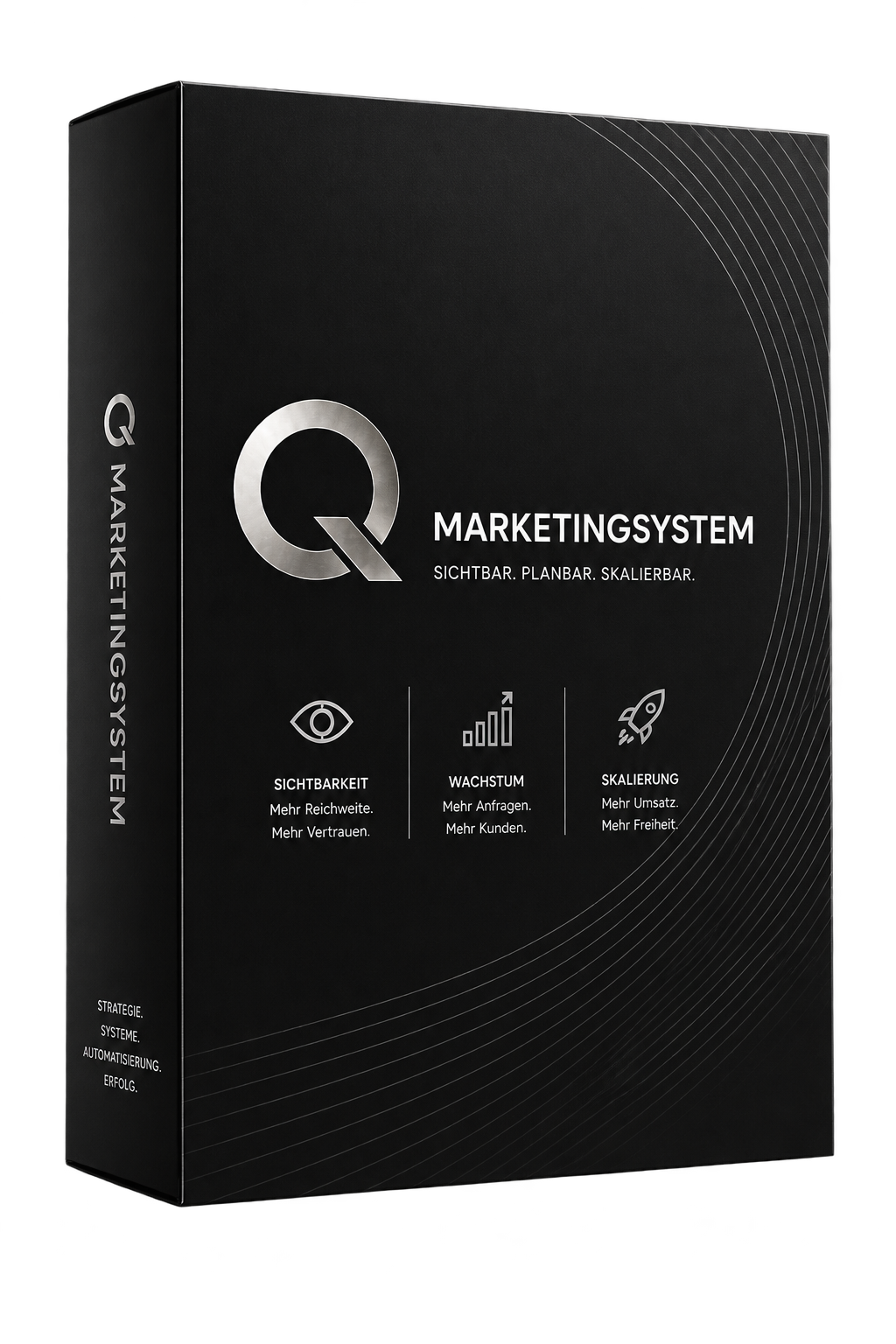 3D-Produktbox des Q AI Marketingsystems